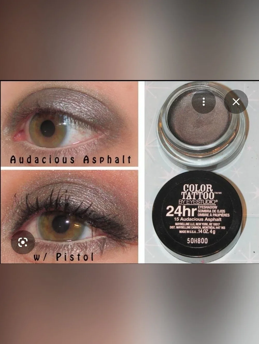 Maybelline Color Tattoo Cream Eyeshadow — Gray (Audacious Asphalt) Sealed Disc.